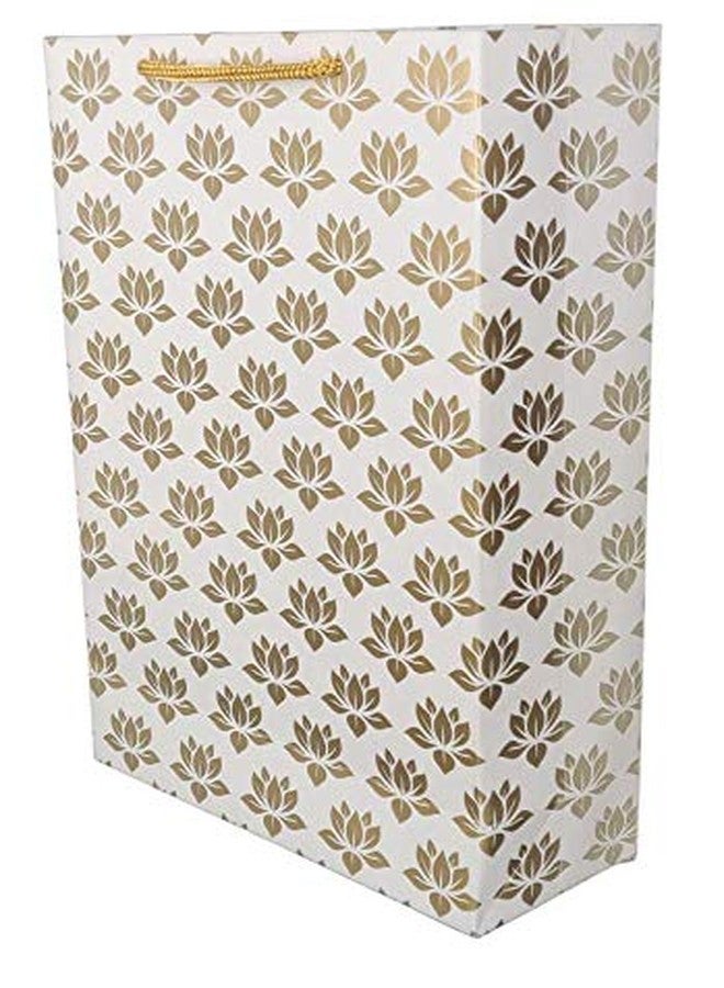 Arrow Paper Products Golden Lotus Design Paper Gift Bags for Gifting | Return Gifts | Weddings | Birthday & Holiday Presents (Size- 20.32 x 7.62 x 27.94 cm | Pack of 80) - Image 2